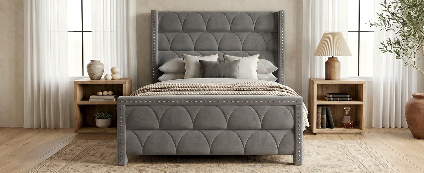 OHOHOLIVE Velvet Bed Frame